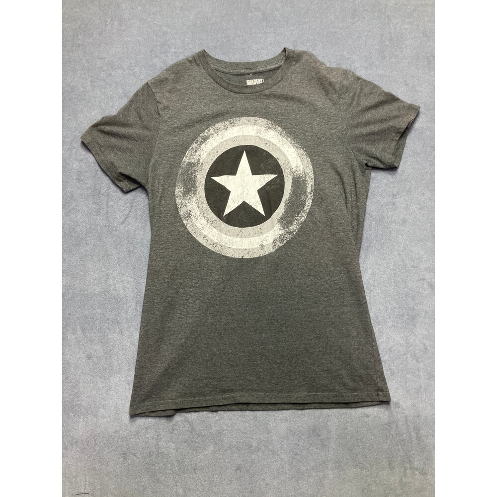 Marvel Grey Star/Shield Logo T-Shirt — Men's Size Small, Women's Medium